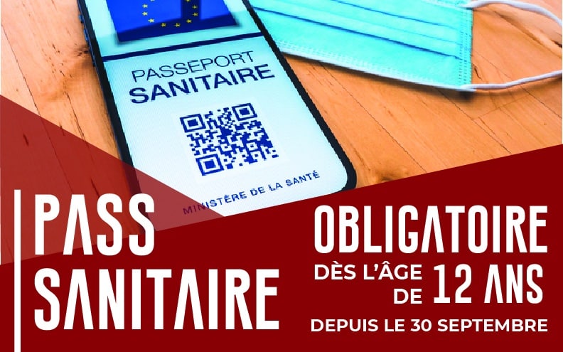 Visuel indiquant l'obligation d'un pass sanitaire pour les plus de 12 ans